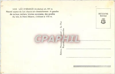 Lac d'Issarlès — Ardèche, alt. 997 m — Edição Marret-Diamond - Le Puy — Verso
