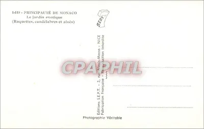 Jardim exótico — Principado de Mônaco — Edições S.E.P.T. - 2, rue Alexis-Mossa - Nice — Verso