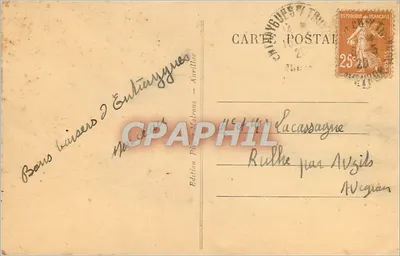 Entraygues, Vale da Truyère e o ponte — Edição P. Malroux - Auriillac, n° B. 246 — Verso
