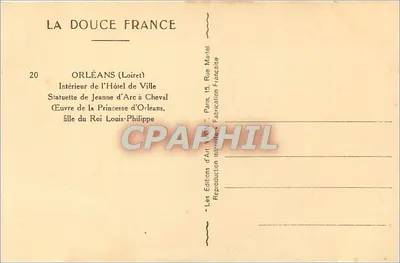 Beeld van Jeanne d'Arc op paard — Orléans (Loiret) — Éditions d'Art Yvon — Achterkant