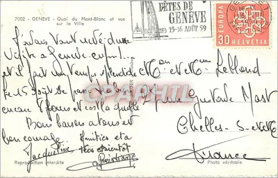 Geneva - Quay of Mont-Blanc and view of the City — Publisher: L'Éditeur de Genève, no. 7002 — Back