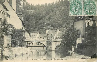 Bilhete postal antigo creuse 19 AUBUSSON pont de la Teraade