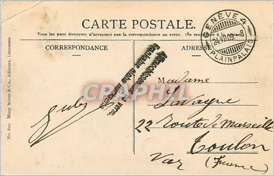Genewa - La Rade — wydawca Musy Frères & Co., Lausanne, n°802 — Rewers