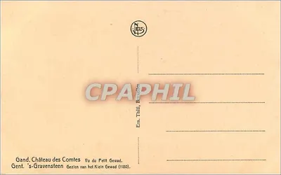 Gand — Zamek Wspólnoty — Widok z Małego Gewadu — Wydawca Eru. Thill, Bruksela — Rewers