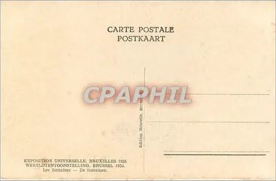 As fontes — Exposição Universal, Bruxelas 1935 — Edição Nouvelle — Verso