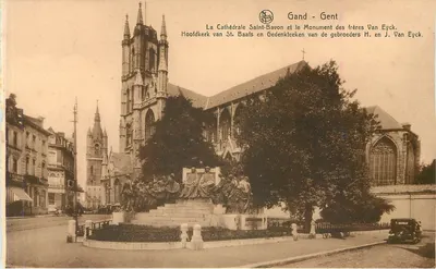 Gand - Gent — A Catedral de São Bavon e o Monumento aos irmãos Van Eyck — N. Lus