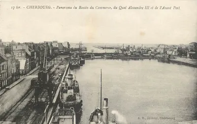Cherbourg - Panorama do Bassin do Comércio, do Quai Alexandre III e do Avant Port — A. B., editor, Cherbourg