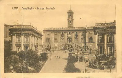 Bilhete postal antigo Roma Campidoglio Palazzo Senatorio