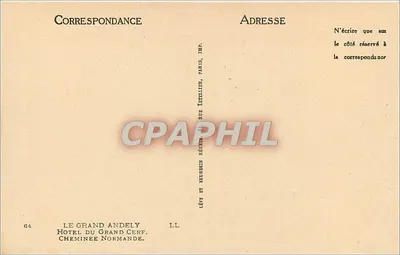 Lareira do Grand Andely — Hotel do Grand Cerf — Imp. Lévy e Neurgen, Paris — Verso