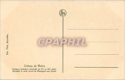 Castelo de Walzin — antiga fortaleza — Editor N. ELS, Bruxelas — Verso
