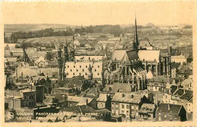 Louvain - Panorama e Igreja de São Pedro — Louvain, Leuven, Igreja de São Pedro — editor Thill, Bruxelas, n° 6