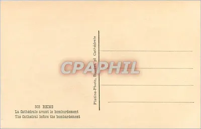 Katedra w Reims — przed bombardowaniem — Platiné-Photo, Baudet, n° 303 — Rewers