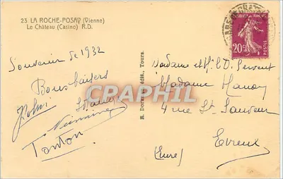 Zamek La Roche-Posay — wydawca Dorange, numer seryjny nie widoczny — Rewers