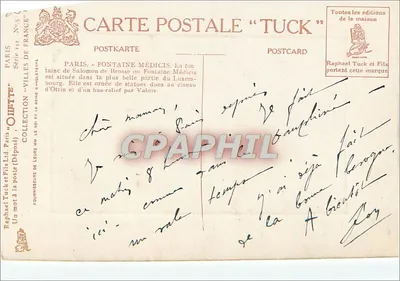 Paris - Luxembourg - Fontaine Médicis — Tuck, éditeur, n°5 — Verso