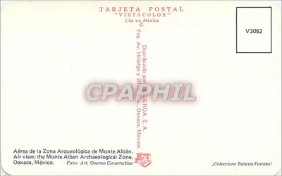 Aérea de la Zona Arqueológica de Monte Albán — Oaxaca, México — Karta pocztowa 'VISTACOLOR' nr V3052 — Rewers