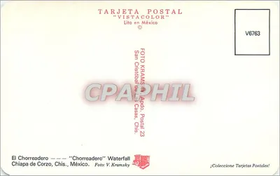 Chorreadero — cachoeira — Tarjeta Postal 'Vistacolor', n° V6763 — Verso