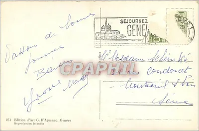 Genebra à noite — Jato d'água e Mont Blanc — Edição de Arte G. D'Aguanno, n°251 — Verso
