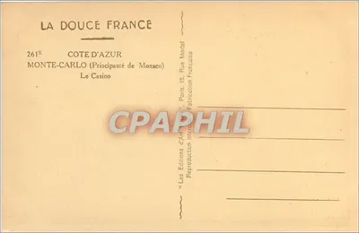 O Casino de Monte-Carlo — Principado de Mônaco — Éditions d'Art Maritel — Verso