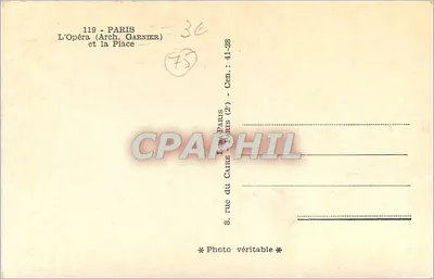 Paryż — Oper Garnier i Plac Operowy — n° 119 — Rewers