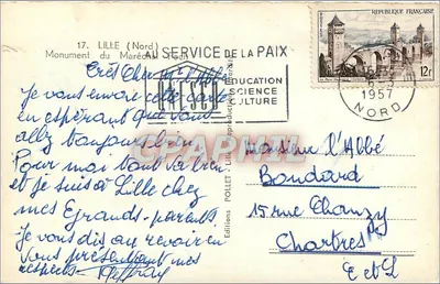 Monumento do Mariscal Foch — Lille — Éditions Pollet — Verso