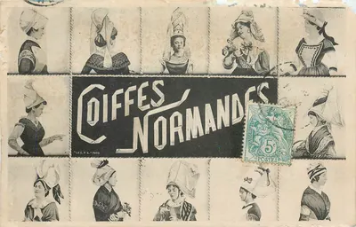 Coiffes Normandes — coleção de oito mulheres com coiffes tradicionais — editor LA C.P.A. PARIS, número de série não visível