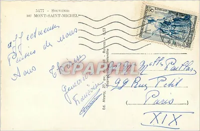 Mont-Saint-Michel — Zamek, klasztor, loggia Tiphaine i kapliczka św. Auberta — Wyd. Mesny, 27, av. du Général-de-Gaulle, Rennes — Rewers