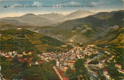 Amélie-les-Bains — Panorama da Cidade e a Cadeia do Canigou — Editor: C. P. A. N. S. n°61