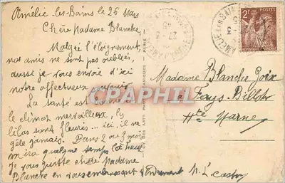 Amélie-les-Bains — Panorama da Cidade e a Cadeia do Canigou — Editor: C. P. A. N. S. n°61 — Verso