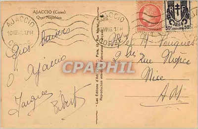 Port Ajaccio — Widok statku 'OLI' — Les Éditions d'Art WYON, Paryż — Rewers