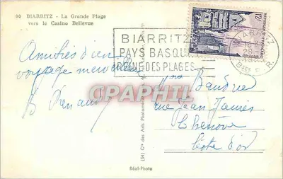 Biarritz - A Grande Praia em direção ao Casino Bellevue — Cap — Verso