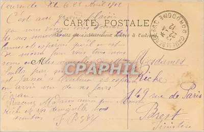 Ruínas do Castelo de Piles, por Bergerac (Dordogne) — editada por V. Lefèvre, livreiro-editor em Bergerac — n° 52 — Verso