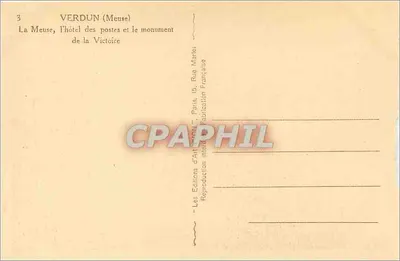 Verdun (Meuse) — Het hotel van de Post en het monument van de Overwinning — Les Éditions d'Art Léon, Parijs — Achterkant