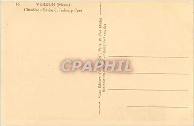 Cemitério militar do faubourg Pavé — Verdun (Meuse) — Éditions d'Art Yvon, n°16 — Verso