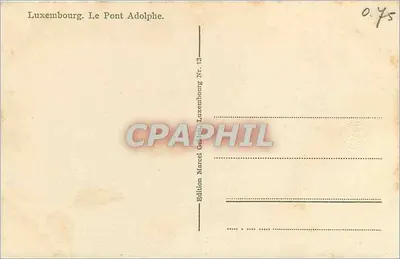 Luxemburgo. O Ponte Adolphe — vista sobre os edifícios históricos — Edição Marcel Gebelin, Luxemburgo, Nr. 13 — Verso