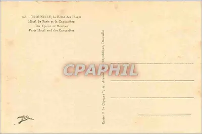 Hôtel de Paris — Trouville, królowa plaż — Karty 'la Gigogue' — Rewers