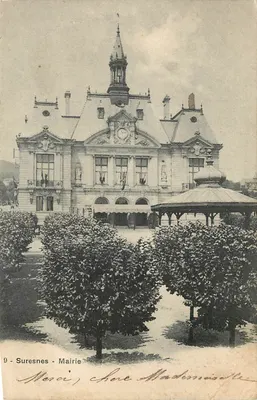 Suresnes - Prefeitura — vista do edifício com quiosque — A. Bréger Frères, Fototipia