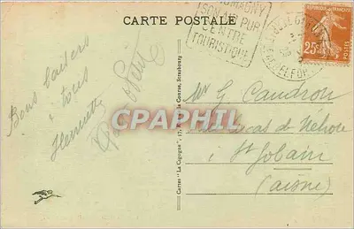 Jezioro Alfeld — widok jeziora otoczony drzewami — Karty 'La Cigogne', 17, ulica Corrèe, Strasbourg — Rewers
