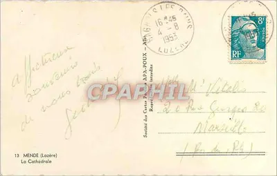 Mende — Katedra — Towarzystwo Karcio Pocztowych APA-POUX — Rewers