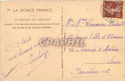 Uzerche — Region Limousin — Wydawnictwo artystyczne YVON — Rewers