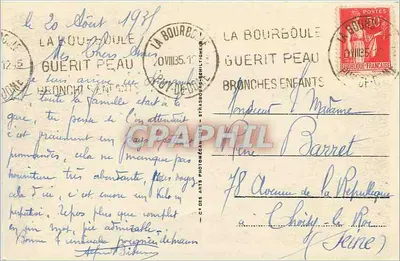 LA BOURBOULE - Ogólny widok — n° 117 — C. F. DES ARTS PHOTOGRAPHIQUES — Rewers