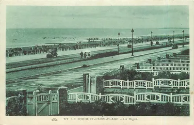 Le Touquet-Paris-Plage — A Digue — vista da promenade e da praia — editor anônimo, n° 127