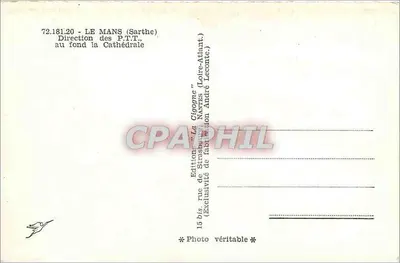 Le Mans (Sarthe) — widok na katedrę w tle — Wydawnictwo La Cigogne — Rewers