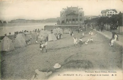 Hendaye (B.P.) — A Praia e o Cassino — Fototipia Marcel Delbœy, Bordeaux. N° 44