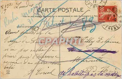 Lourdes — Boulevard de la Grotte e Basílica — Fototipia Larouche, Toulouse — Verso