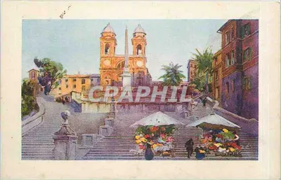 Roma - Piazza di Spagna (Trinità dei Monti) — vista das escadas com quiosques de flores — editor 'Astro'