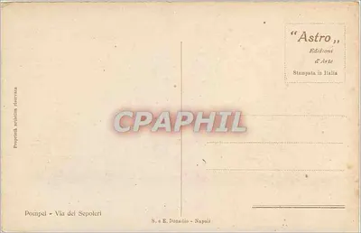 Pompéia — Via dei Sepolcri — Edições de Arte, Nápoles — Verso