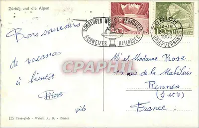 Zurique e as Alpes — Zürich und die Alpen — editor Zürich Photoglob - Wehrli A.G. n°125 — Verso