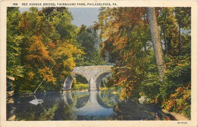 Ponte Rex Avenue, Parque Fairmount, Filadélfia, PA — editora Lynn H. Boyer & Wildwood, PA, número de série 3A-H124