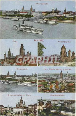 Mainz — Vista do rio Reno — Photocrom, Gras Geich, n°25