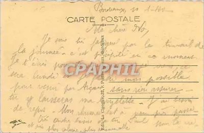 Bordeaux — O Monumento dos Girondinos — éd. La Cigogne, n°29 — Verso